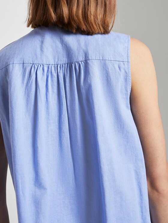 Ärmellose Hemdbluse aus Leinengemisch - Frauen - Parisienne Blue Ärmellose Hemdbluse aus Leinengemisch - Frauen - Parisienne Blue - 9 - TOM TAILOR