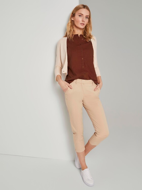 Ärmellose Hemdbluse aus Leinengemisch - Frauen - Goji Orange Ärmellose Hemdbluse aus Leinengemisch - Frauen - Goji Orange - 3 - TOM TAILOR
