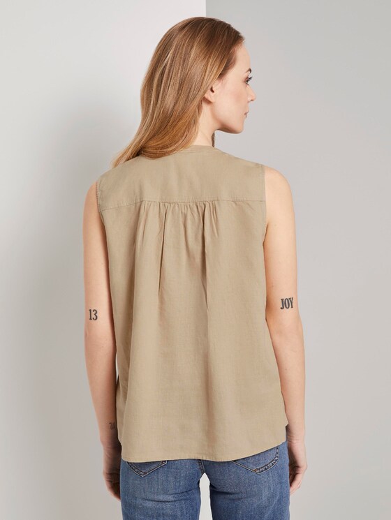 Ärmellose Hemdbluse aus Leinengemisch - Frauen - cream toffee Ärmellose Hemdbluse aus Leinengemisch - Frauen - cream toffee - 2 - TOM TAILOR