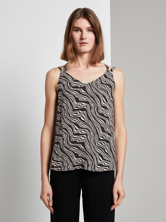 Blouse top with double straps - Women - black wavy design Blouse top with double straps - Women - black wavy design - 1 - TOM TAILOR