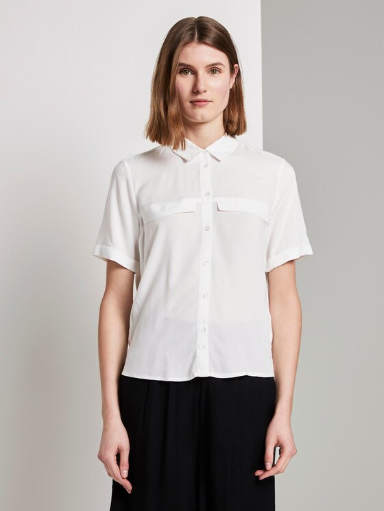 Shirt blouse with chest pockets - Women - Whisper White Shirt blouse with chest pockets - Women - Whisper White - 1 - TOM TAILOR