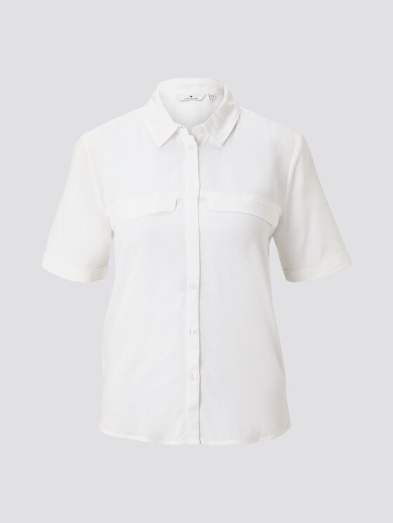 Shirt blouse with chest pockets - Women - Whisper White Shirt blouse with chest pockets - Women - Whisper White - 7 - TOM TAILOR