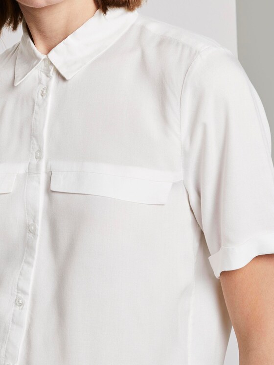 Shirt blouse with chest pockets - Women - Whisper White Shirt blouse with chest pockets - Women - Whisper White - 9 - TOM TAILOR