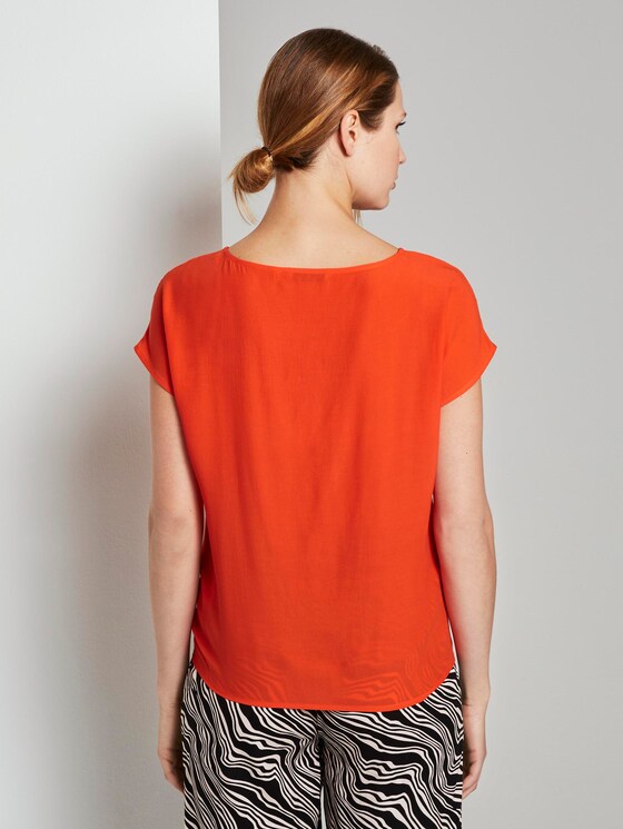 Blouse top with pleated details - Women - strong flame orange Blouse top with pleated details - Women - strong flame orange - 2 - TOM TAILOR
