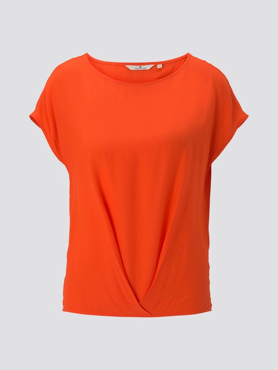 Blouse top with pleated details - Women - strong flame orange Blouse top with pleated details - Women - strong flame orange - 7 - TOM TAILOR
