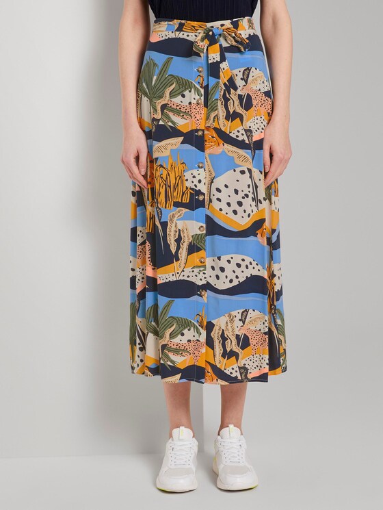 Maxirock mit Knopfleiste - Frauen - tropical safari print blue Maxirock mit Knopfleiste - Frauen - tropical safari print blue - 1 - TOM TAILOR Denim