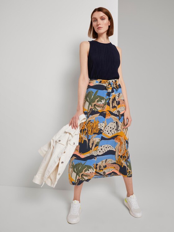 Maxirock mit Knopfleiste - Frauen - tropical safari print blue Maxirock mit Knopfleiste - Frauen - tropical safari print blue - 3 - TOM TAILOR Denim