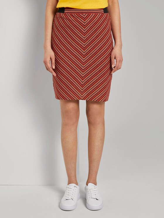 Bunt gemusterter Jersey-Rock - Frauen - red structure Bunt gemusterter Jersey-Rock - Frauen - red structure - 1 - TOM TAILOR