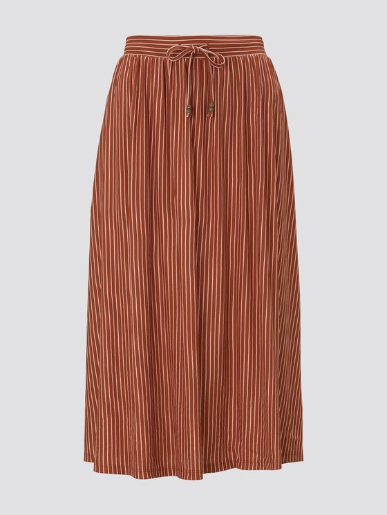 Striped jersey skirt in midi length - Women - brown white stripe Striped jersey skirt in midi length - Women - brown white stripe - 7 - TOM TAILOR