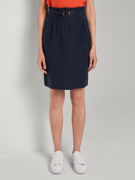 High-waisted paperbag skirt with a belt - Women - Sky Captain Blue High-waisted paperbag skirt with a belt - Women - Sky Captain Blue - 1 - TOM TAILOR