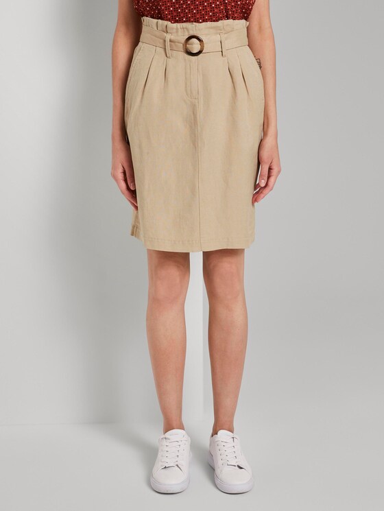 High-Waist Paperbag-Rock mit Gürtel - Frauen - cream toffee High-Waist Paperbag-Rock mit Gürtel - Frauen - cream toffee - 1 - TOM TAILOR