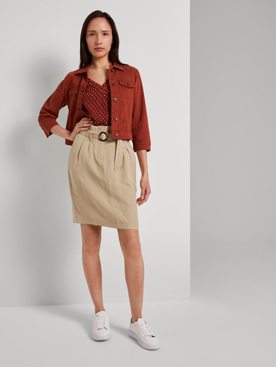 High-Waist Paperbag-Rock mit Gürtel - Frauen - cream toffee High-Waist Paperbag-Rock mit Gürtel - Frauen - cream toffee - 3 - TOM TAILOR