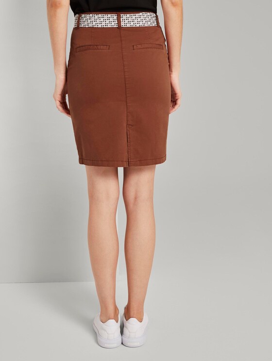 Skirt with a patterned tie belt - Women - Goji Orange Skirt with a patterned tie belt - Women - Goji Orange - 2 - TOM TAILOR