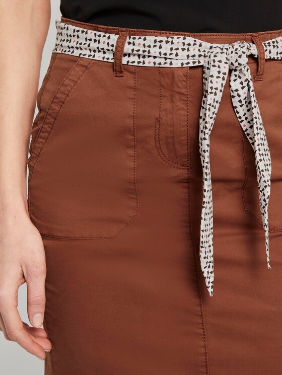 Skirt with a patterned tie belt - Women - Goji Orange Skirt with a patterned tie belt - Women - Goji Orange - 9 - TOM TAILOR