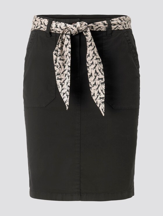 Rock mit gemustertem Bindegürtel - Frauen - deep black Rock mit gemustertem Bindegürtel - Frauen - deep black - 7 - TOM TAILOR