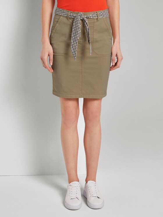 Rock mit gemustertem Bindegürtel - Frauen - cream toffee Rock mit gemustertem Bindegürtel - Frauen - cream toffee - 1 - TOM TAILOR