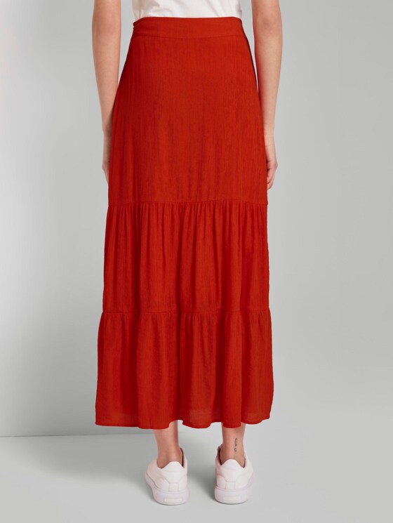High-Waist Maxirock mit Volants - Frauen - strong flame orange High-Waist Maxirock mit Volants - Frauen - strong flame orange - 2 - TOM TAILOR