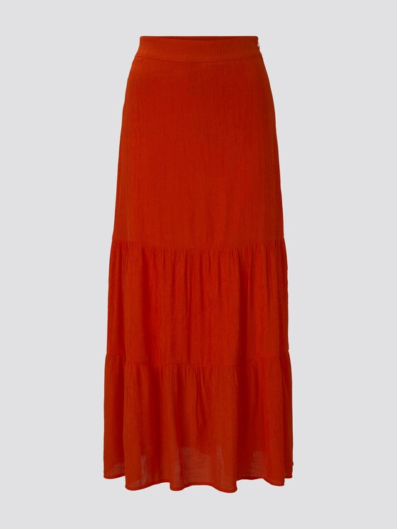 High-Waist Maxirock mit Volants - Frauen - strong flame orange High-Waist Maxirock mit Volants - Frauen - strong flame orange - 7 - TOM TAILOR