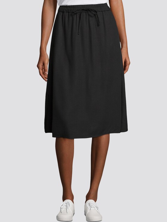 Midirock mit Seitenschlitzen - Frauen - Deep Black Midirock mit Seitenschlitzen - Frauen - Deep Black - 1 - TOM TAILOR