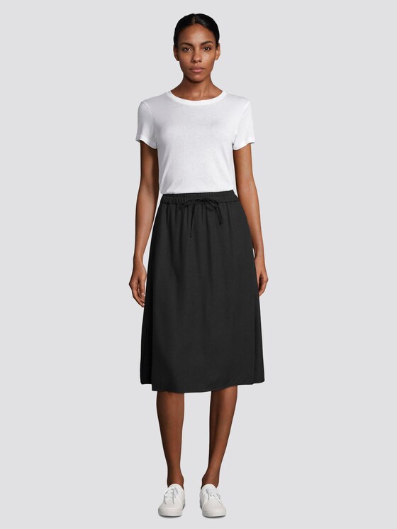 Midirock mit Seitenschlitzen - Frauen - Deep Black Midirock mit Seitenschlitzen - Frauen - Deep Black - 3 - TOM TAILOR