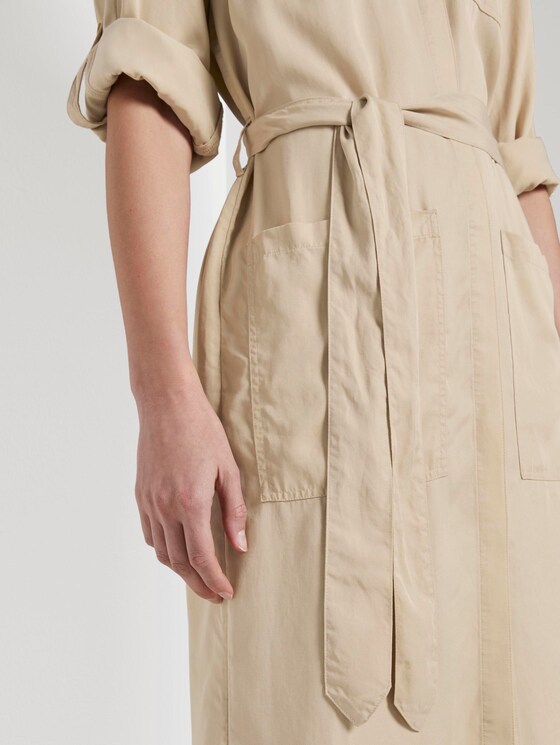 Kleid mit Bindegürtel - Frauen - cream toffee Kleid mit Bindegürtel - Frauen - cream toffee - 10 - TOM TAILOR