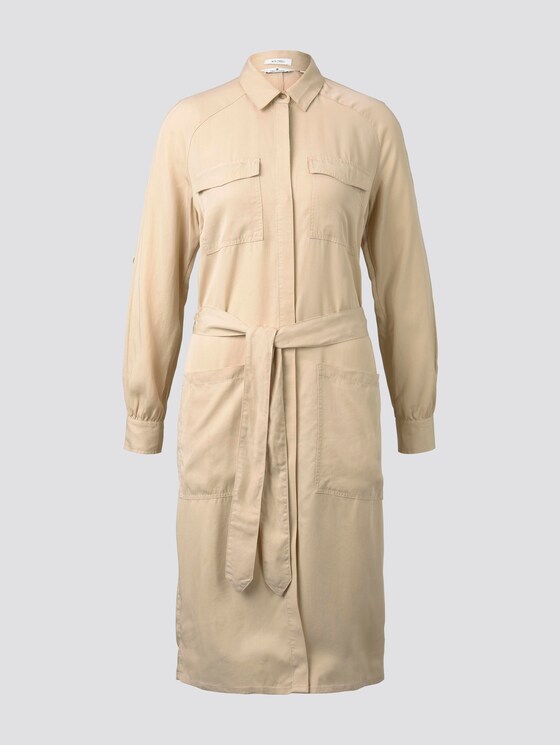 Kleid mit Bindegürtel - Frauen - cream toffee Kleid mit Bindegürtel - Frauen - cream toffee - 7 - TOM TAILOR