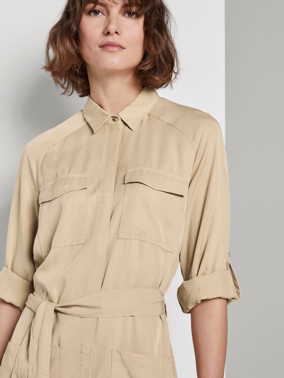 Kleid mit Bindegürtel - Frauen - cream toffee Kleid mit Bindegürtel - Frauen - cream toffee - 9 - TOM TAILOR