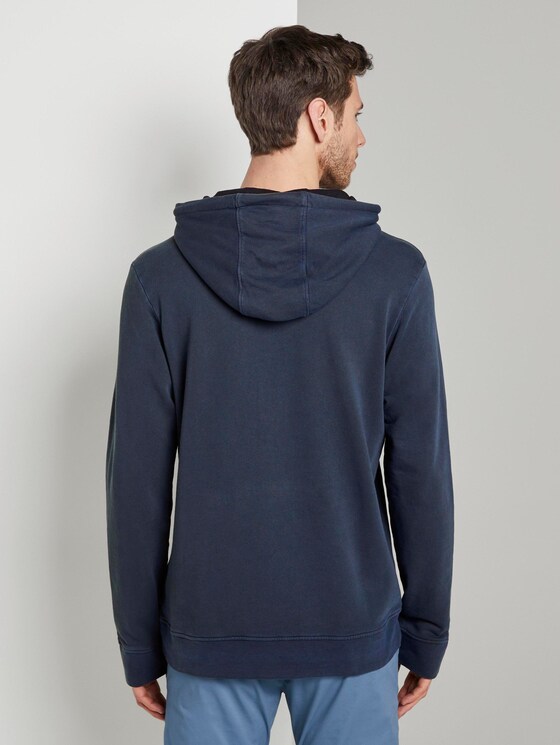 Eingefärbter Hoodie mit Print - Männer - Black Iris Blue Eingefärbter Hoodie mit Print - Männer - Black Iris Blue - 2 - TOM TAILOR