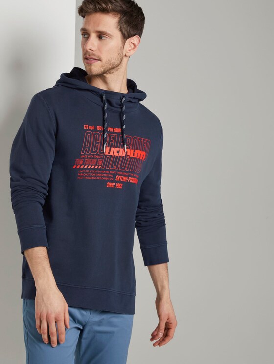 Eingefärbter Hoodie mit Print - Männer - Black Iris Blue Eingefärbter Hoodie mit Print - Männer - Black Iris Blue - 5 - TOM TAILOR