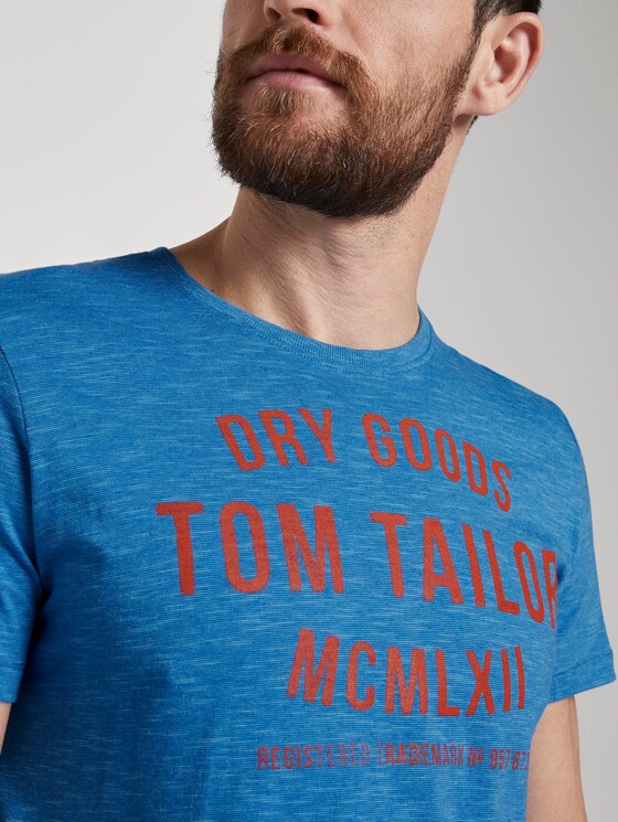 Gestreiftes Jersey T-Shirt mit Print - Männer - blue fine stripe Gestreiftes Jersey T-Shirt mit Print - Männer - blue fine stripe - 9 - TOM TAILOR