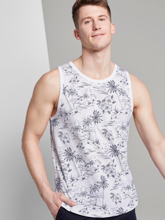 Tank top with a tropical print - Men - white navy hawaiian print Tank top with a tropical print - Men - white navy hawaiian print - 5 - TOM TAILOR Denim