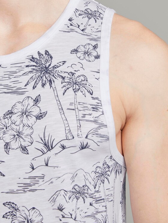 Tank top with a tropical print - Men - white navy hawaiian print Tank top with a tropical print - Men - white navy hawaiian print - 9 - TOM TAILOR Denim
