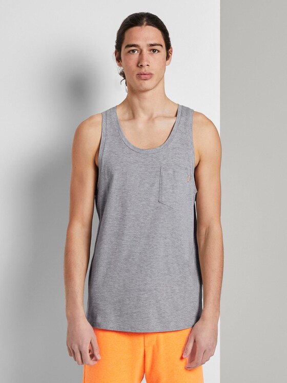 Top met een zak op de rug - Mannen - Light Stone Grey Melange Top met een zak op de rug - Mannen - Light Stone Grey Melange - 1 - TOM TAILOR Denim
