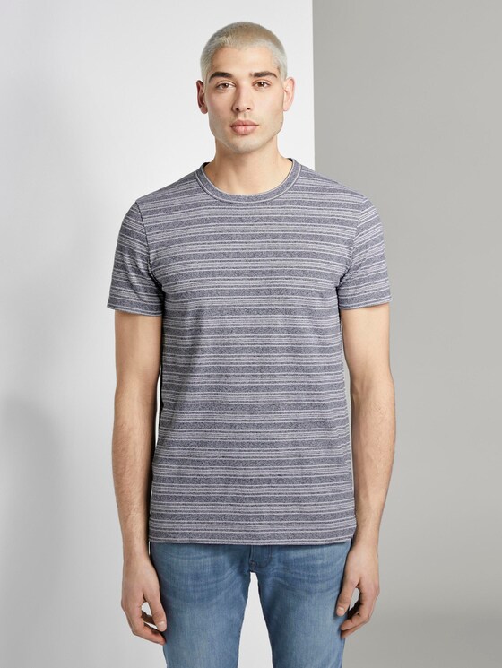 T-Shirt mit Streifenstruktur - Männer - navy mixed structure T-Shirt mit Streifenstruktur - Männer - navy mixed structure - 1 - TOM TAILOR Denim