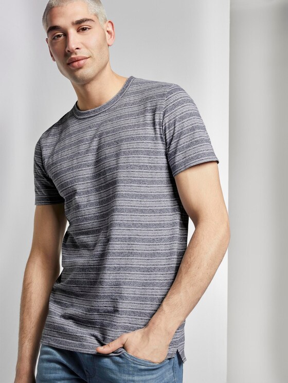 T-Shirt mit Streifenstruktur - Männer - navy mixed structure T-Shirt mit Streifenstruktur - Männer - navy mixed structure - 5 - TOM TAILOR Denim