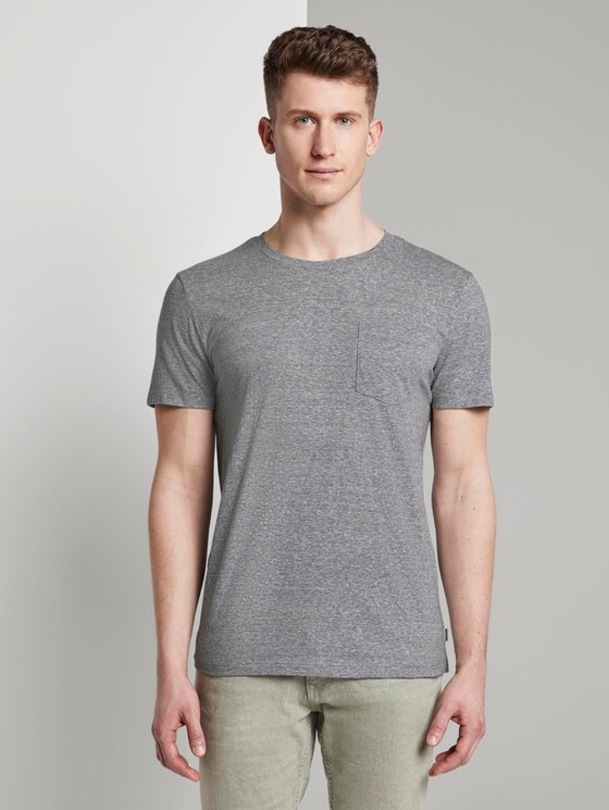 Basic T-Shirt mit Streifenstruktur - Männer - Dark Blue Stripe Basic T-Shirt mit Streifenstruktur - Männer - Dark Blue Stripe - 1 - TOM TAILOR Denim