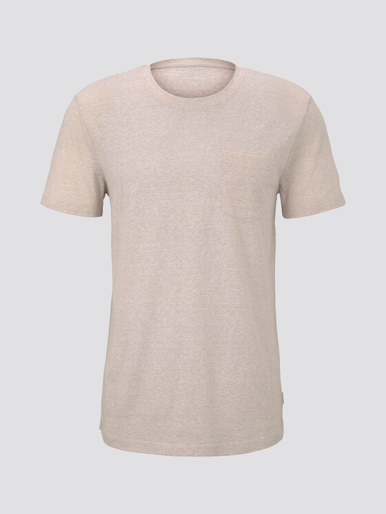 Basic T-Shirt mit Streifenstruktur - Männer - fog beige thin yarn dye stripe Basic T-Shirt mit Streifenstruktur - Männer - fog beige thin yarn dye stripe - 7 - TOM TAILOR Denim