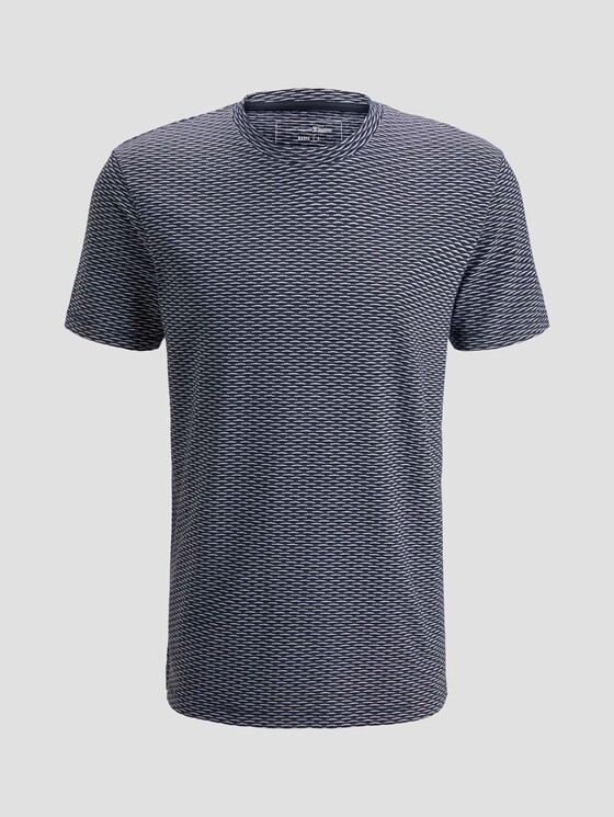 Strukturiertes T-Shirt mit Seitenschlitzen - Männer - navy jacquard block stripe Strukturiertes T-Shirt mit Seitenschlitzen - Männer - navy jacquard block stripe - 7 - TOM TAILOR Denim