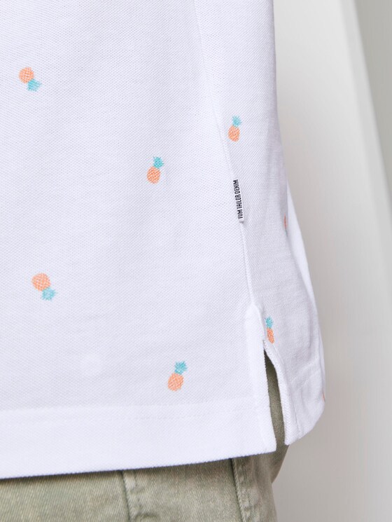 Polo shirt with a pineapple print and Mao collar - Men - white multi pineapple print Polo shirt with a pineapple print and Mao collar - Men - white multi pineapple print - 10 - TOM TAILOR Denim