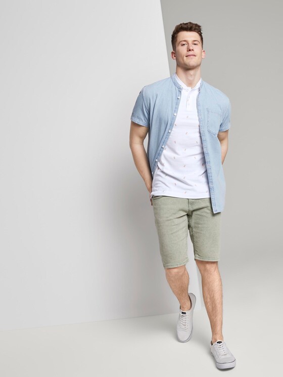 Polo shirt with a pineapple print and Mao collar - Men - white multi pineapple print Polo shirt with a pineapple print and Mao collar - Men - white multi pineapple print - 3 - TOM TAILOR Denim