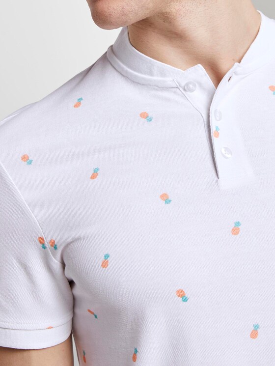 Polo shirt with a pineapple print and Mao collar - Men - white multi pineapple print Polo shirt with a pineapple print and Mao collar - Men - white multi pineapple print - 9 - TOM TAILOR Denim