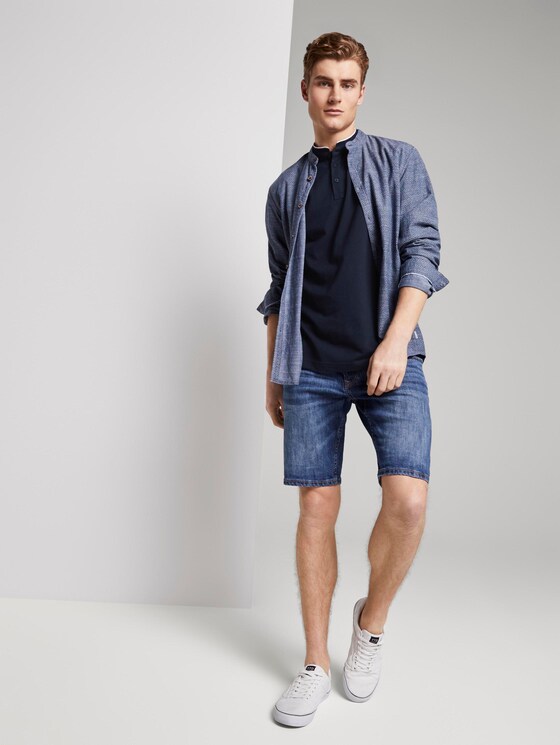 Polo shirt with a short collar and small embroidery - Men - Sky Captain Blue Polo shirt with a short collar and small embroidery - Men - Sky Captain Blue - 3 - TOM TAILOR Denim