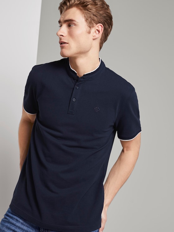 Polo shirt with a short collar and small embroidery - Men - Sky Captain Blue Polo shirt with a short collar and small embroidery - Men - Sky Captain Blue - 5 - TOM TAILOR Denim