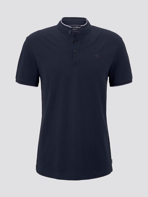Polo shirt with a short collar and small embroidery - Men - Sky Captain Blue Polo shirt with a short collar and small embroidery - Men - Sky Captain Blue - 7 - TOM TAILOR Denim