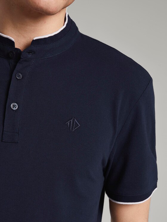Polo shirt with a short collar and small embroidery - Men - Sky Captain Blue Polo shirt with a short collar and small embroidery - Men - Sky Captain Blue - 9 - TOM TAILOR Denim