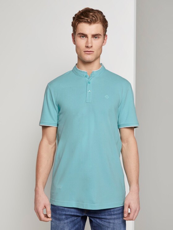 Poloshirt mit kurzem Kragen und kleiner Stickerei - Männer - soft sky blue Poloshirt mit kurzem Kragen und kleiner Stickerei - Männer - soft sky blue - 1 - TOM TAILOR Denim