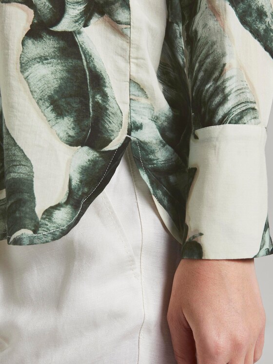 blouse with palm print made of Lyocell - Women - ecru tropical leaves design blouse with palm print made of Lyocell - Women - ecru tropical leaves design - 10 - Mine to five