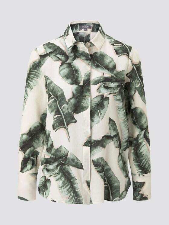 blouse with palm print made of Lyocell - Women - ecru tropical leaves design blouse with palm print made of Lyocell - Women - ecru tropical leaves design - 7 - Mine to five