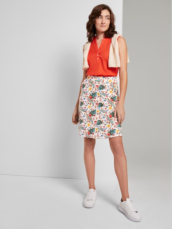 A-line skirt with pockets - Women - white watercolor flower design A-line skirt with pockets - Women - white watercolor flower design - 3 - TOM TAILOR