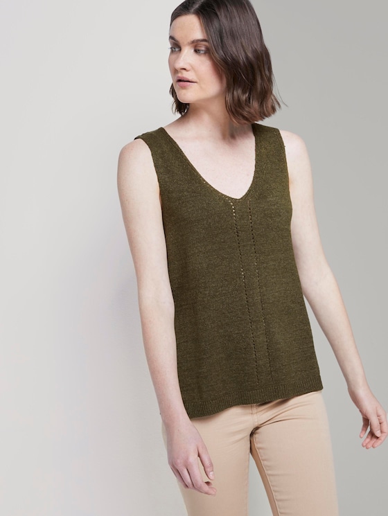 Strick-Top mit kurzen Seitenschlitzen - Frauen - Woodland Green Strick-Top mit kurzen Seitenschlitzen - Frauen - Woodland Green - 5 - TOM TAILOR